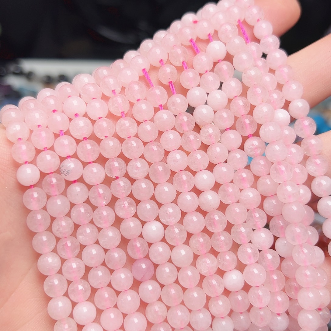 玛瑙/玉髓未镶嵌珠宝半成品C70，天然粉晶一条6mm