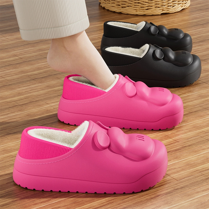 X034冬季拖鞋女士冬季eva防水防污加绒保暖居家外穿踩屎感棉鞋