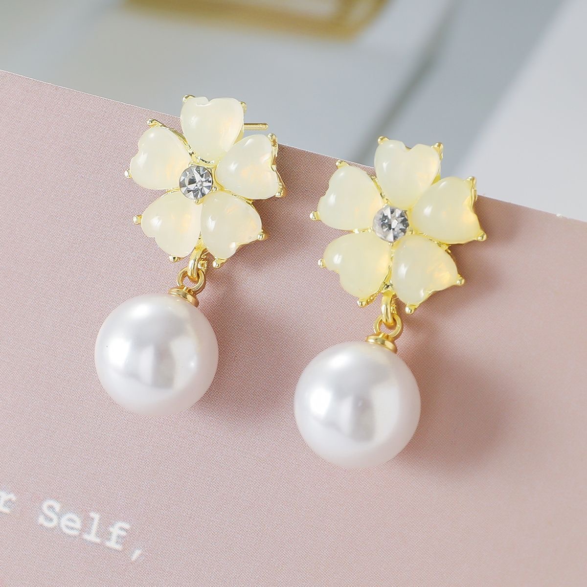 铜合金合成锆石耳饰 铜合金耳饰YF416