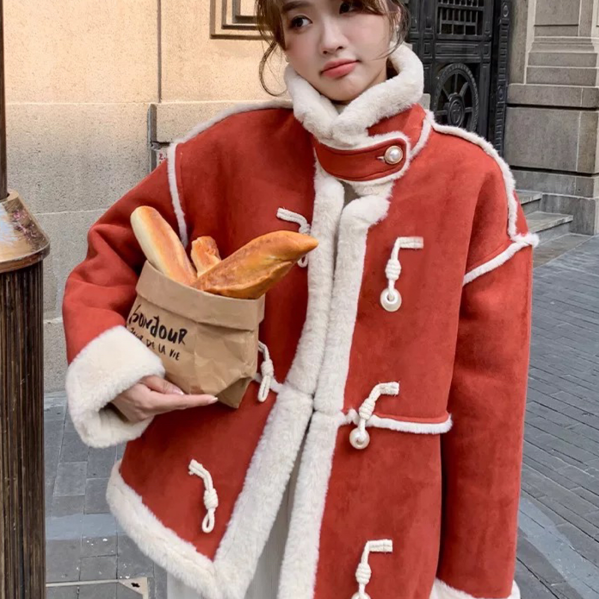 632 次品无售后红色加绒加厚短款夹克