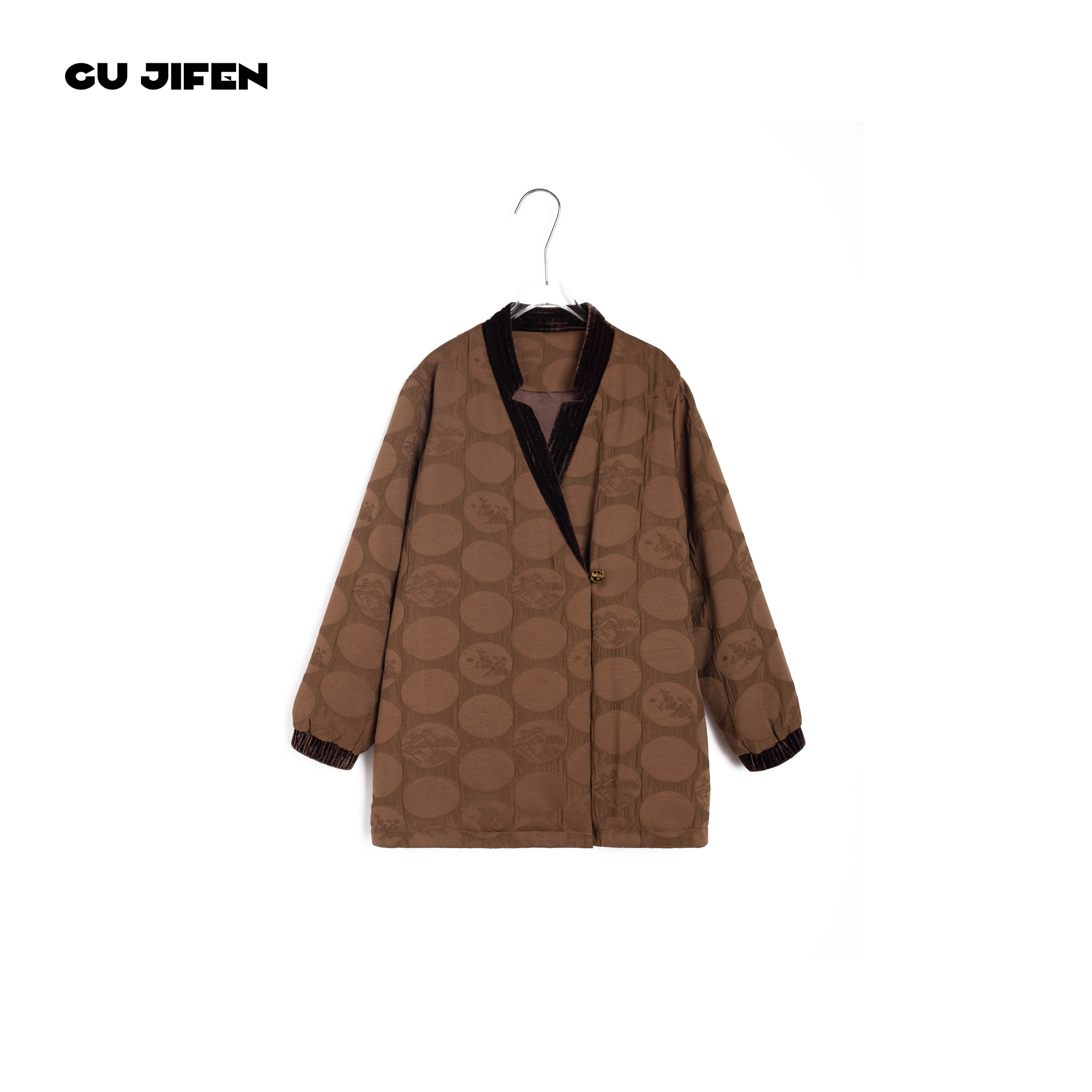 ANAN2025｜文艺日常｜新中式圆点V领宽松外套羽绒服 24W9014X55580