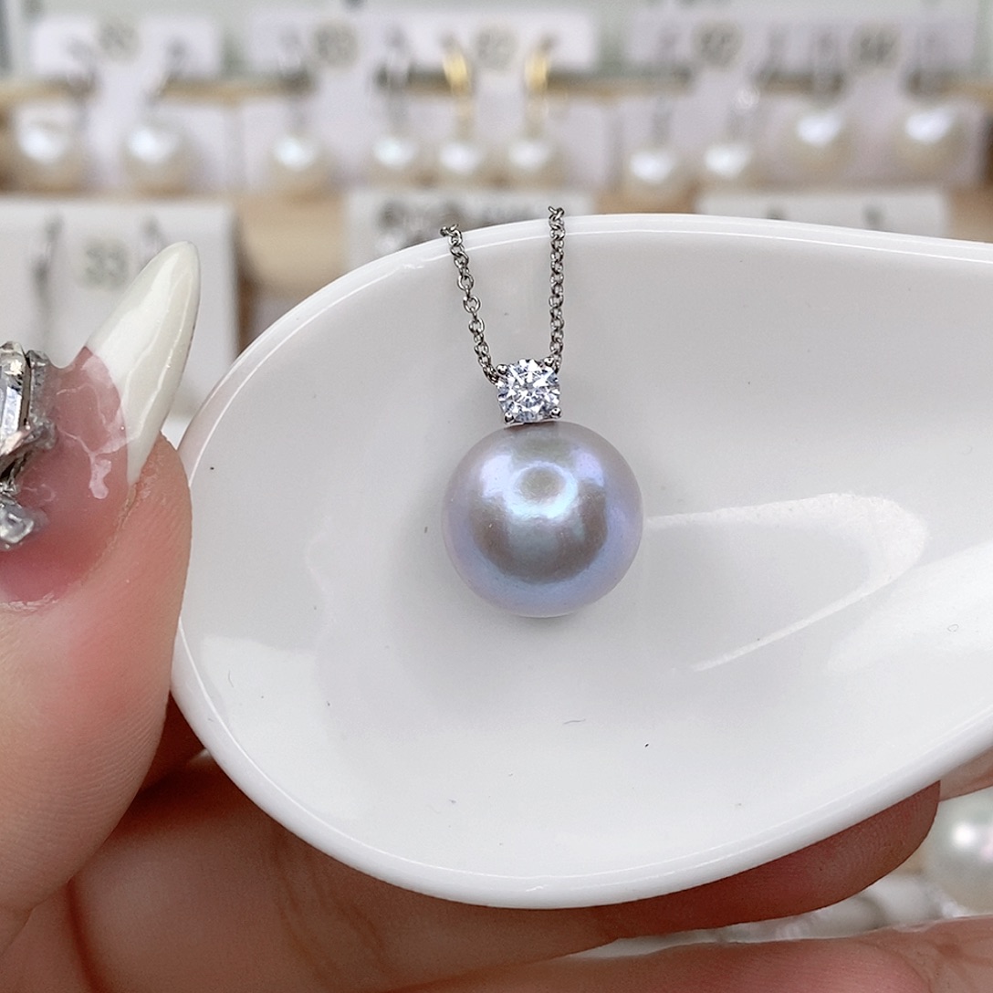 淡水珍珠银S925镶嵌颈饰