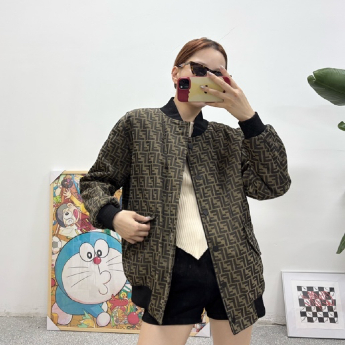 未使用 FENDI/芬迪 满logo短款棉服外套 38码 cl00627