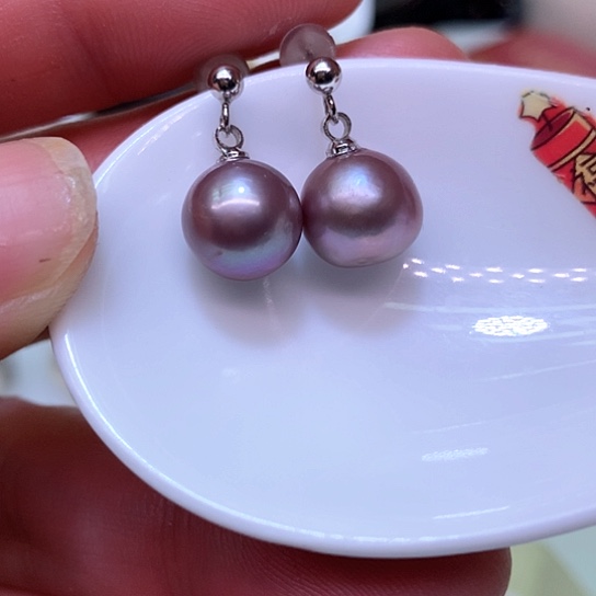 淡水珍珠耳饰银S925镶嵌