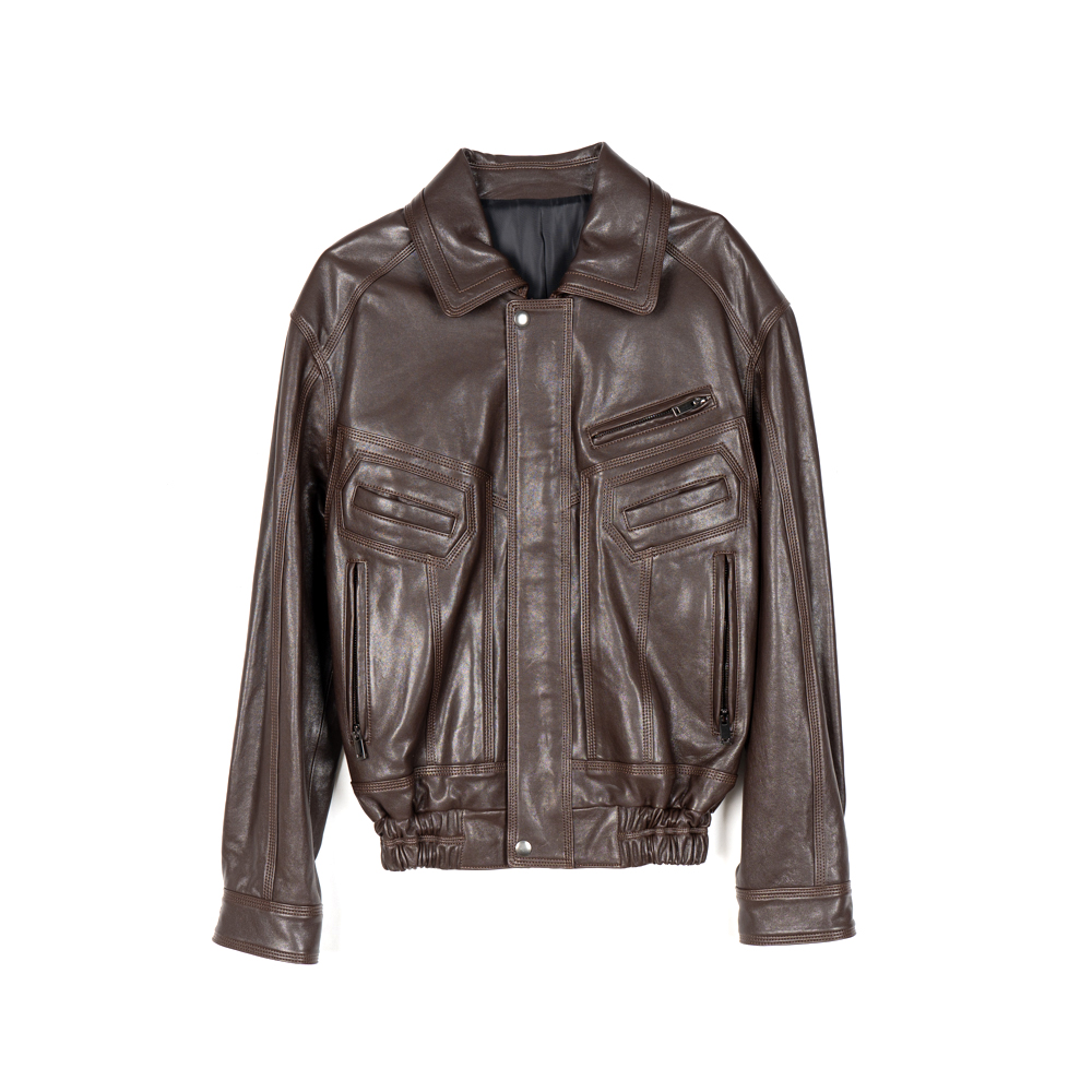 【艺洋穿搭】秋冬翻领百搭皮衣外套H24-087(24132