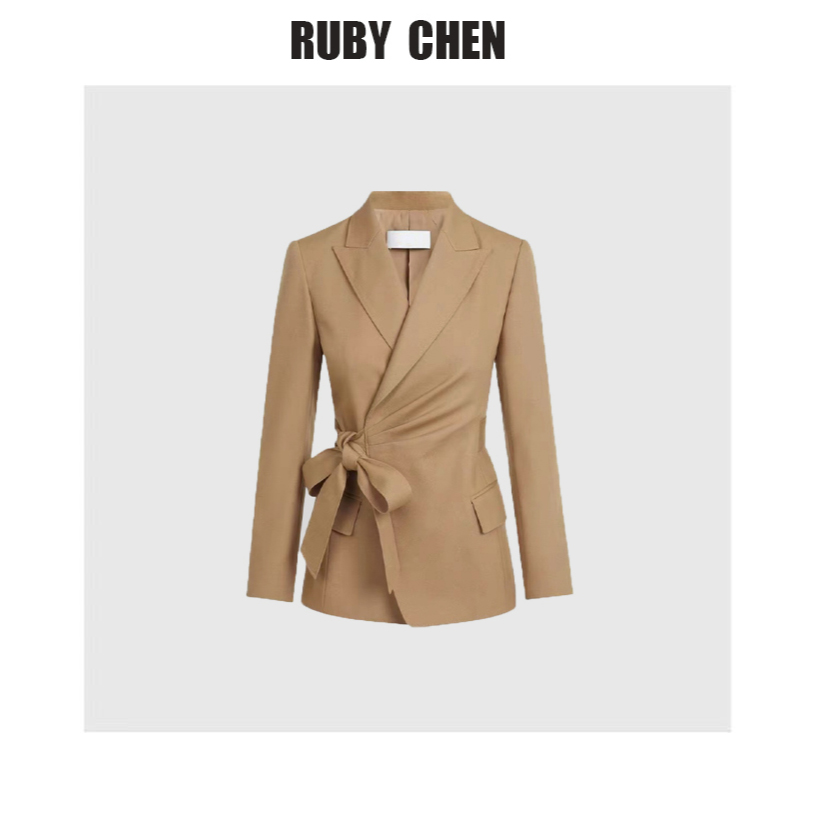 法式新款侧面绑带设计感西装外套女2025秋季新款