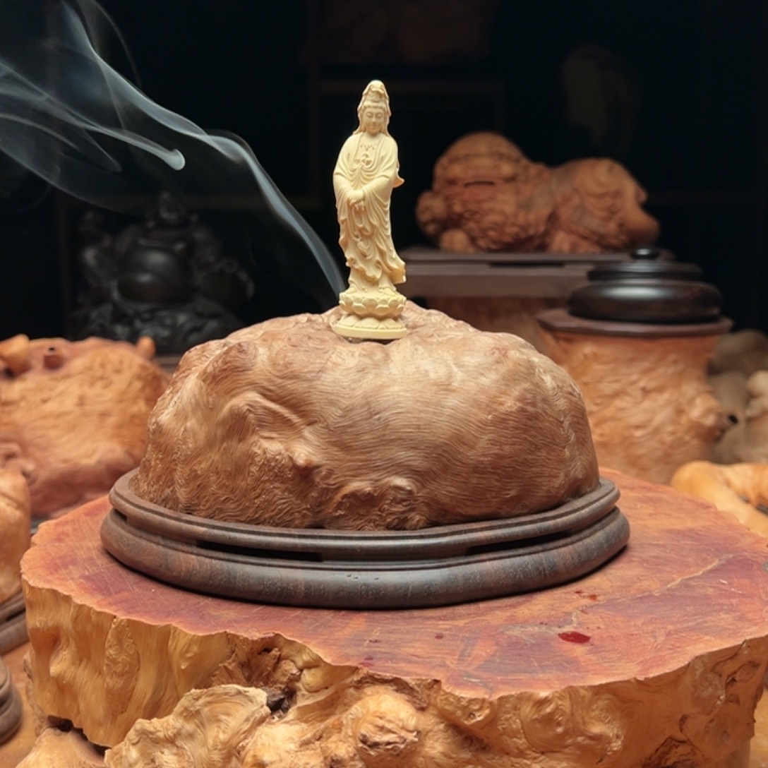 黄***8荔枝木荔枝木随型香炉摆件168