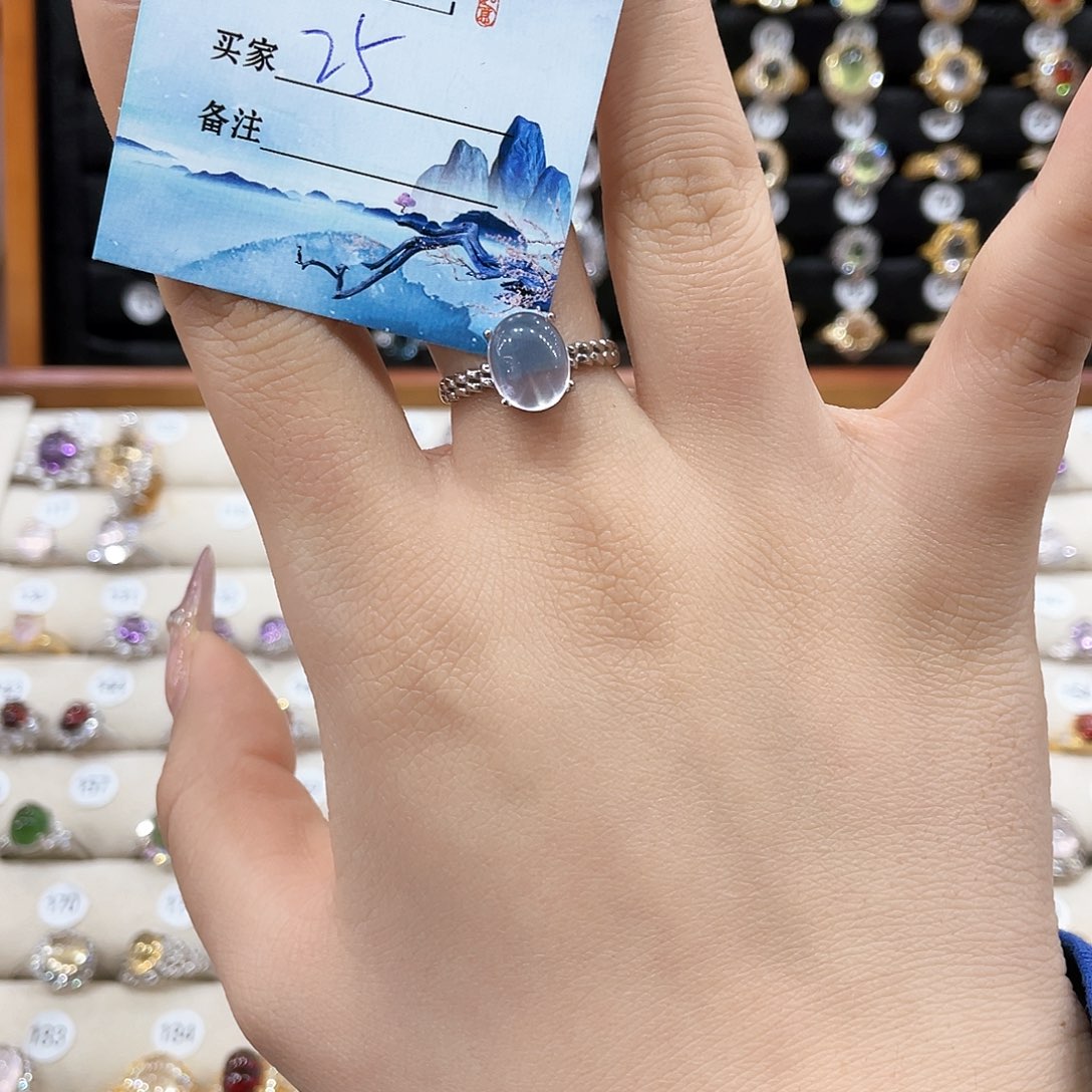 芙蓉石戒指银S925镶嵌@****?25