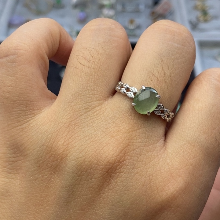 翡翠戒指银S925镶嵌戒指
