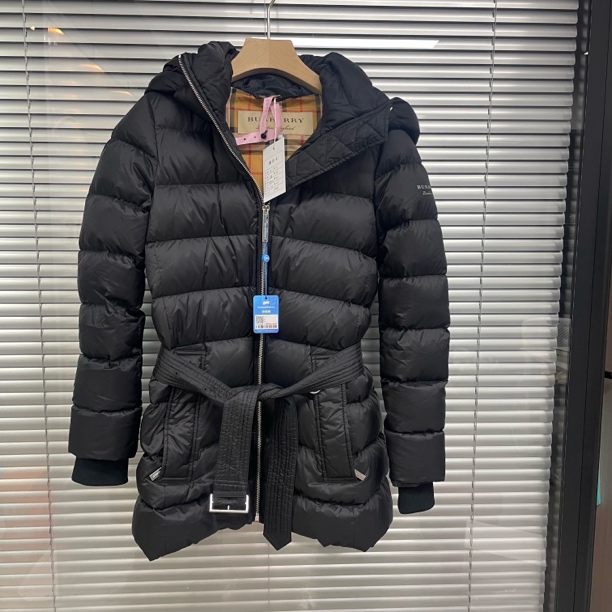 99新 BURBERRY/博柏利 黑色中长款羽绒服/S码/B01852