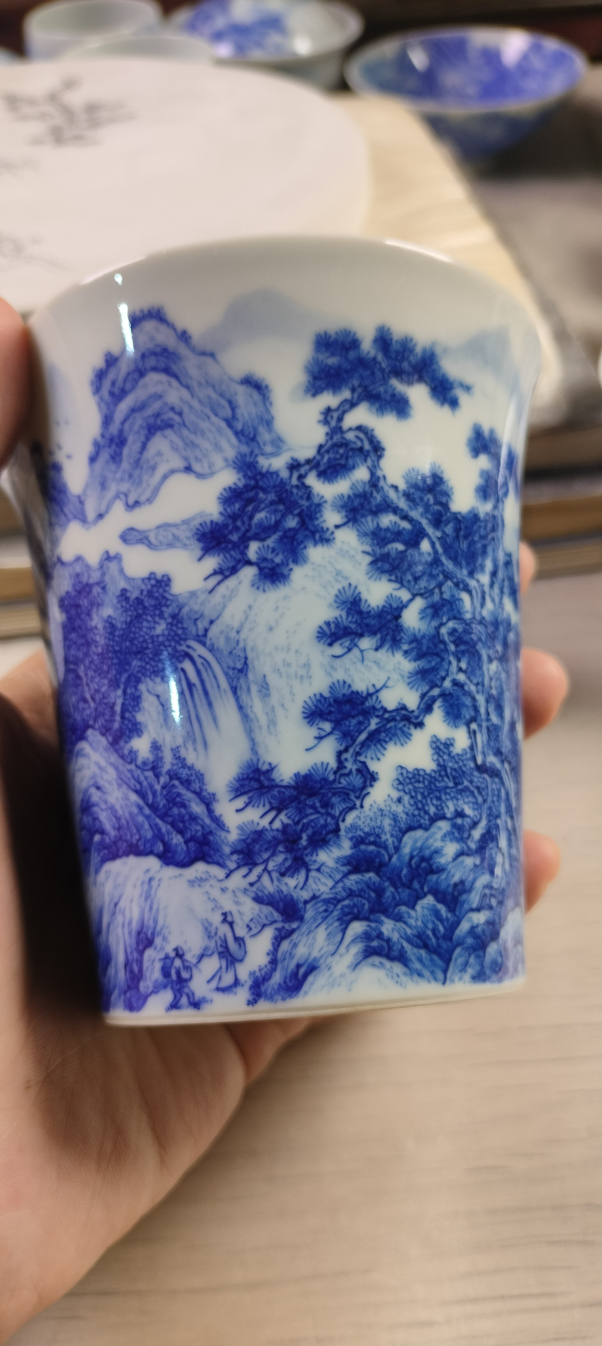 一物一拍 景德镇青花瓷山水公道杯家用分茶器功夫茶具配件