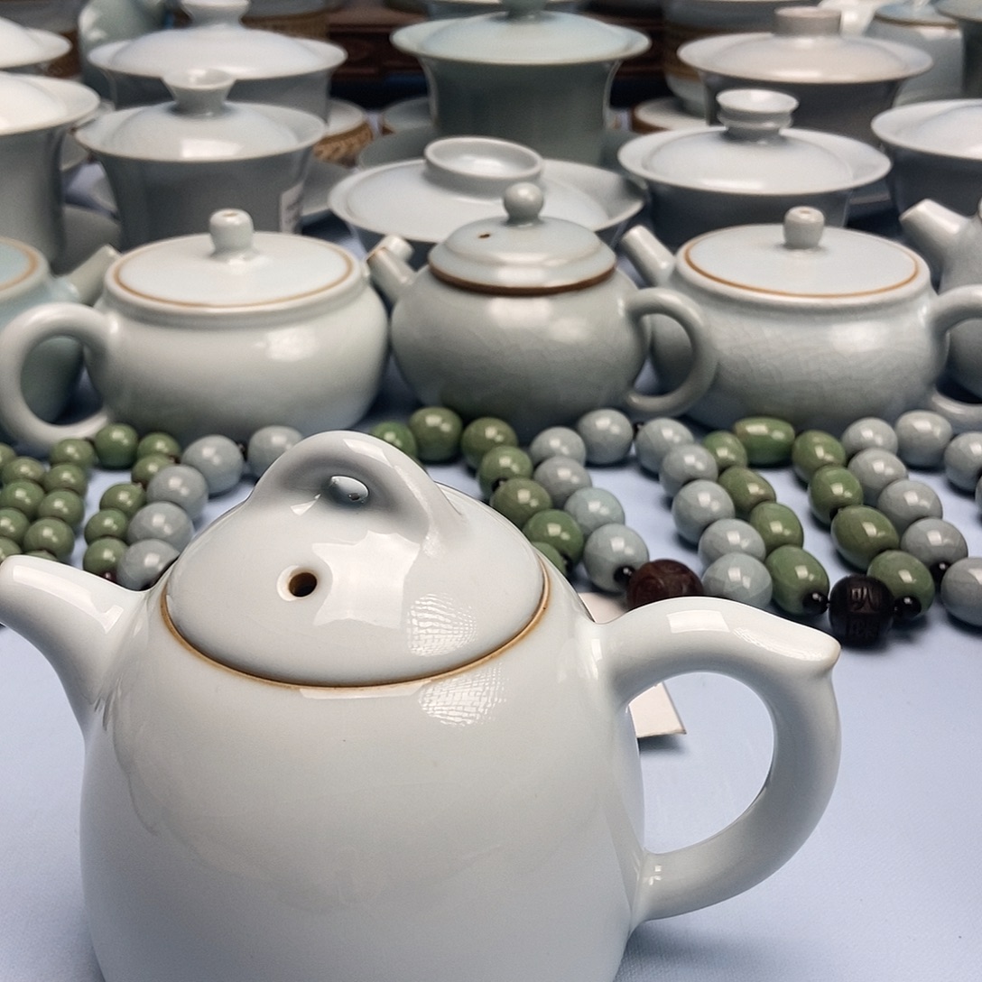 杯微瑕月白釉秦权壶原矿原釉原产地