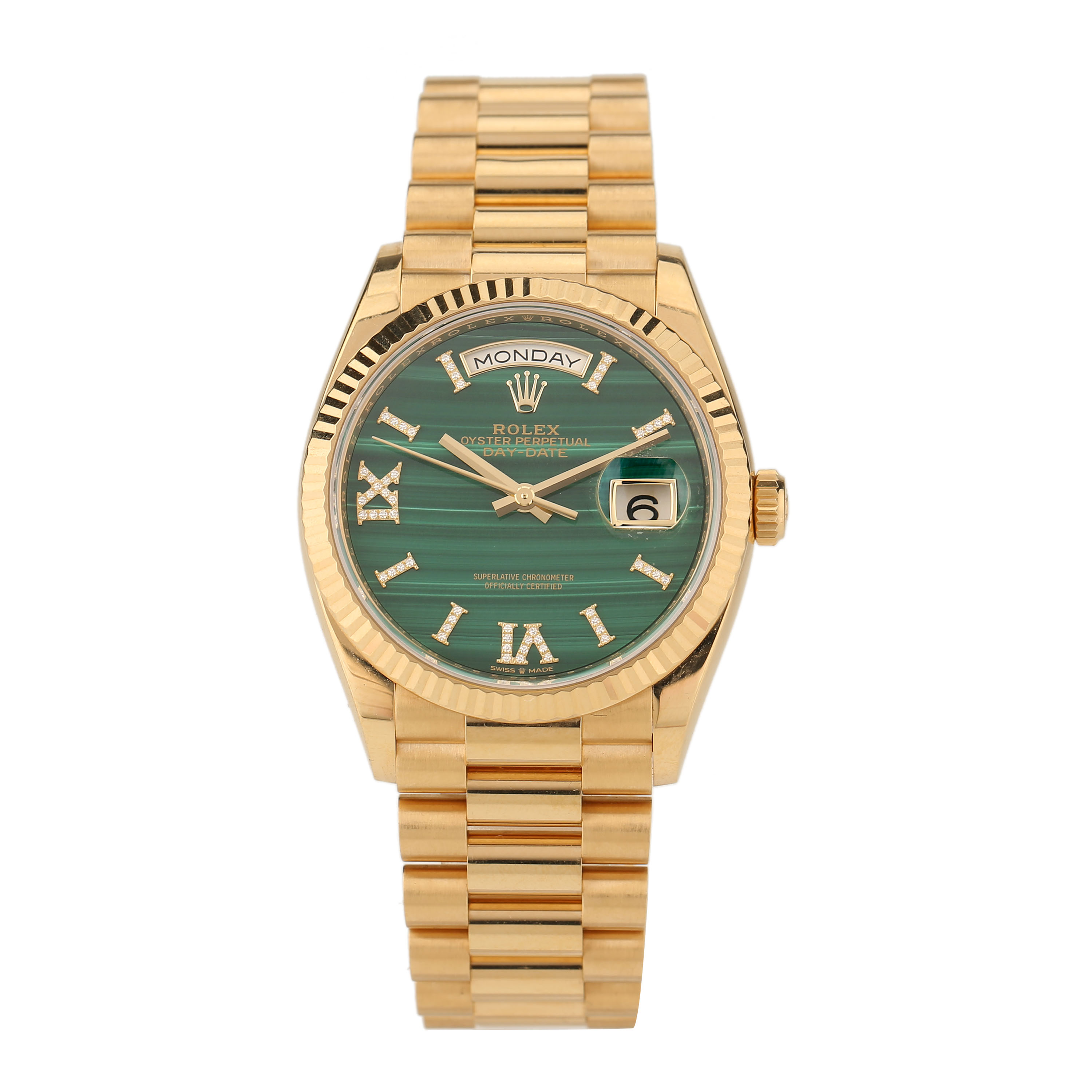 95新 Rolex/劳力士 21年全套/劳力士星期日历型128238孔雀石