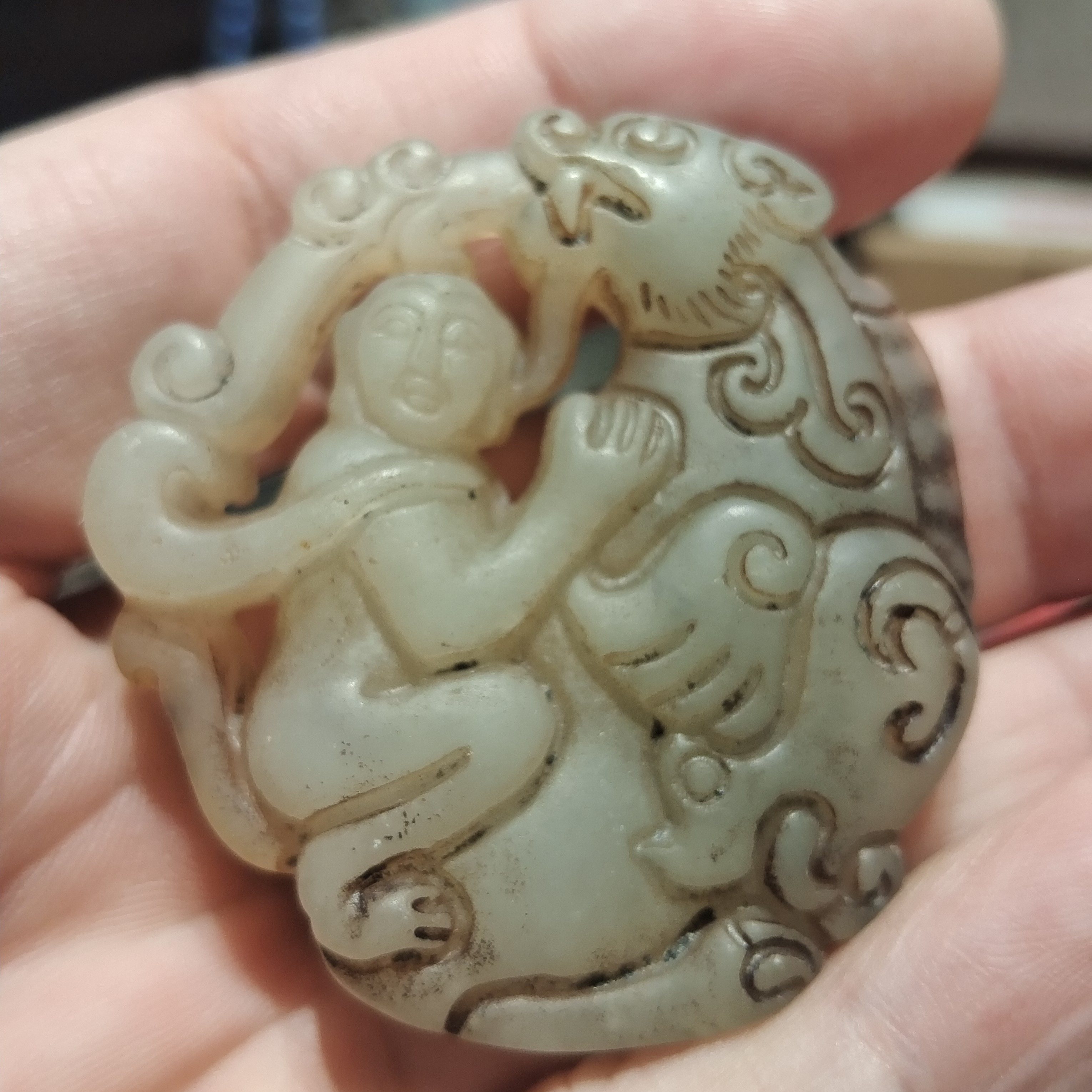 璧把件挂件马复古玉石摆件