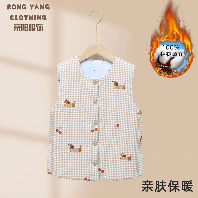 『马甲』中大童新疆棉花棉衣棉面料马夹坎肩机洗保暖秋冬外穿