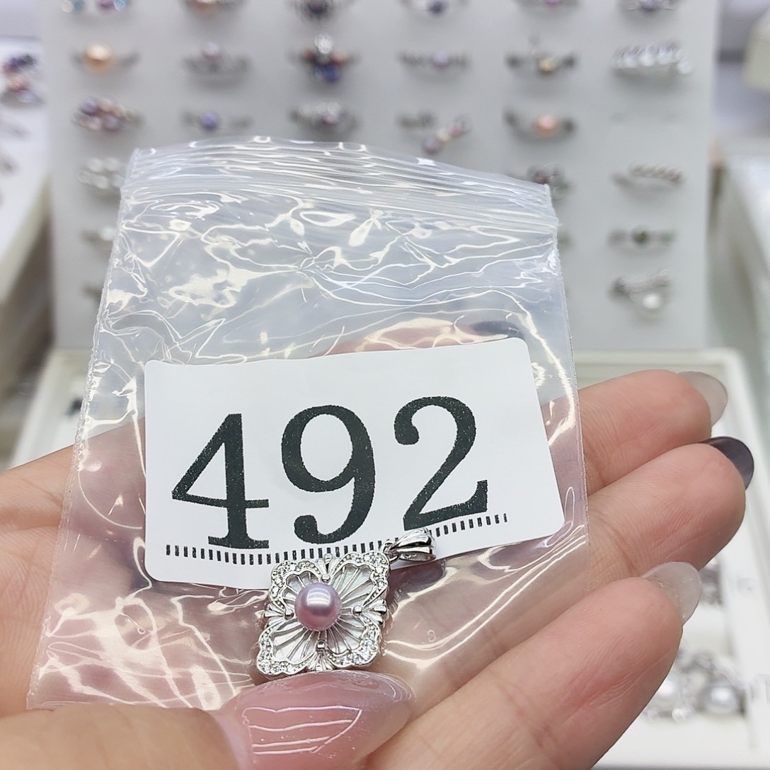 活***己珠宝奇石银S925镶嵌淡水珍珠492