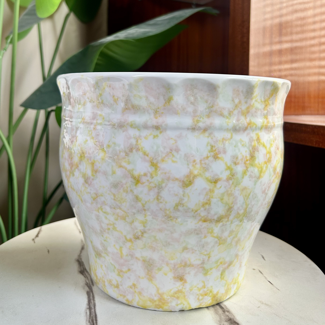 C157口25高21.5手工刷彩透气花盆适合蝴蝶兰多肉绿植室内外装饰