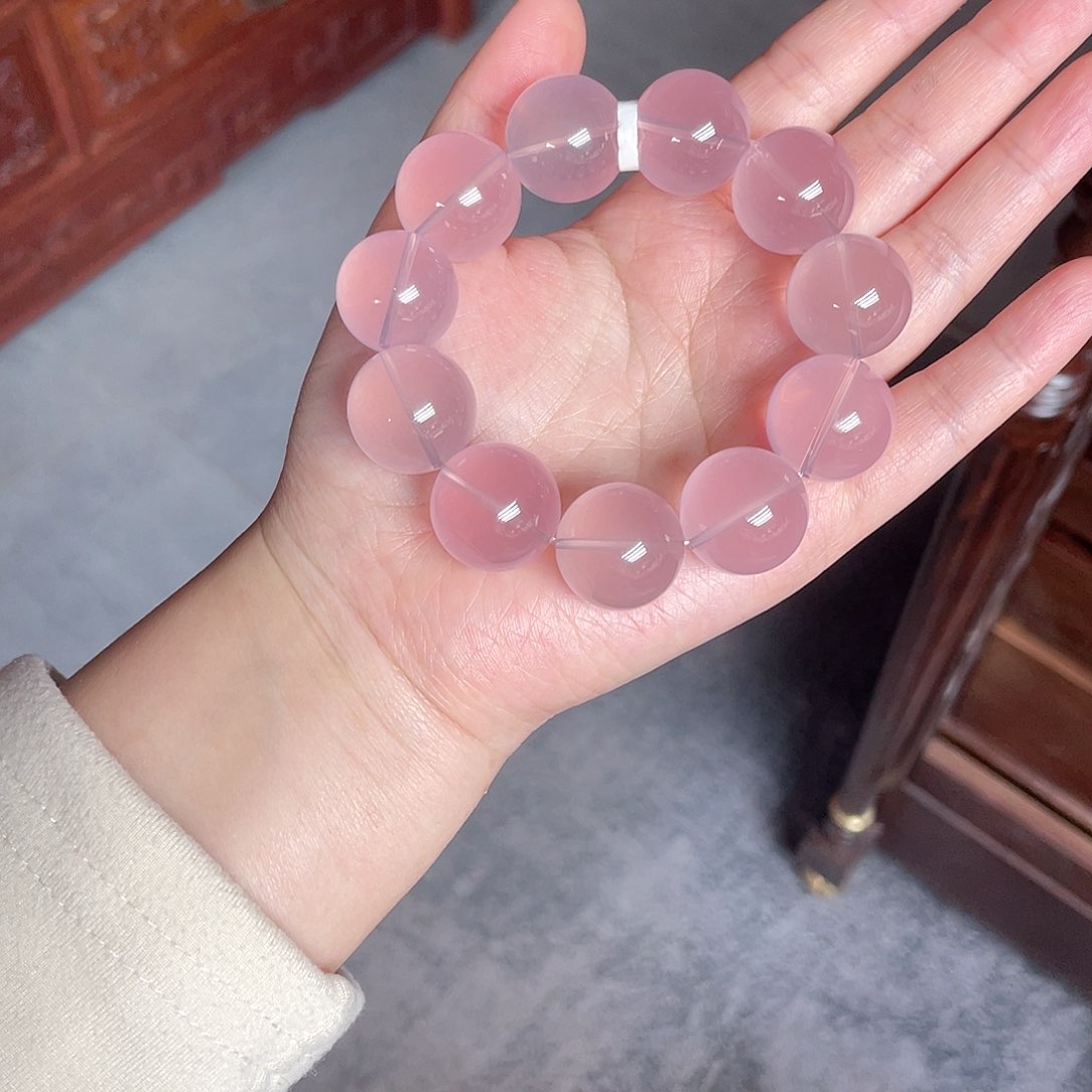 芙蓉石手链未镶嵌粉晶
