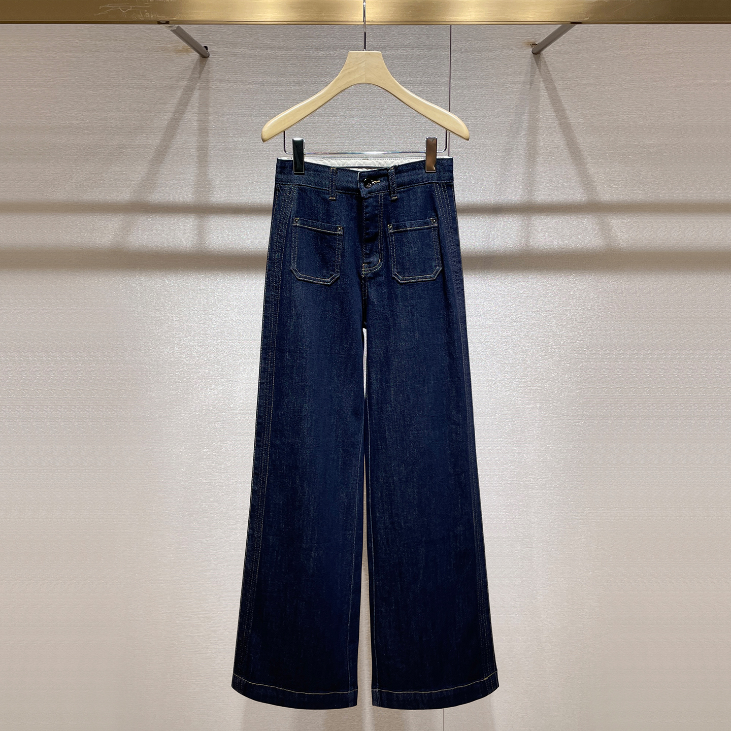 法式复古直筒牛仔裤女2025秋季新款多口袋设计百搭高腰阔腿长裤子