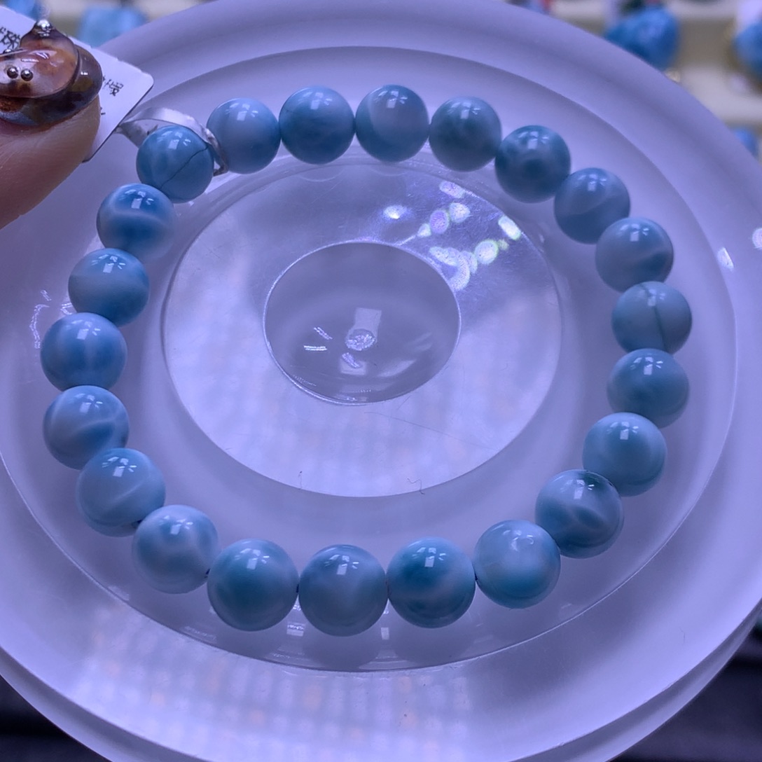 针钠钙石（海纹石）未镶嵌手链性价8mm手串色差略异