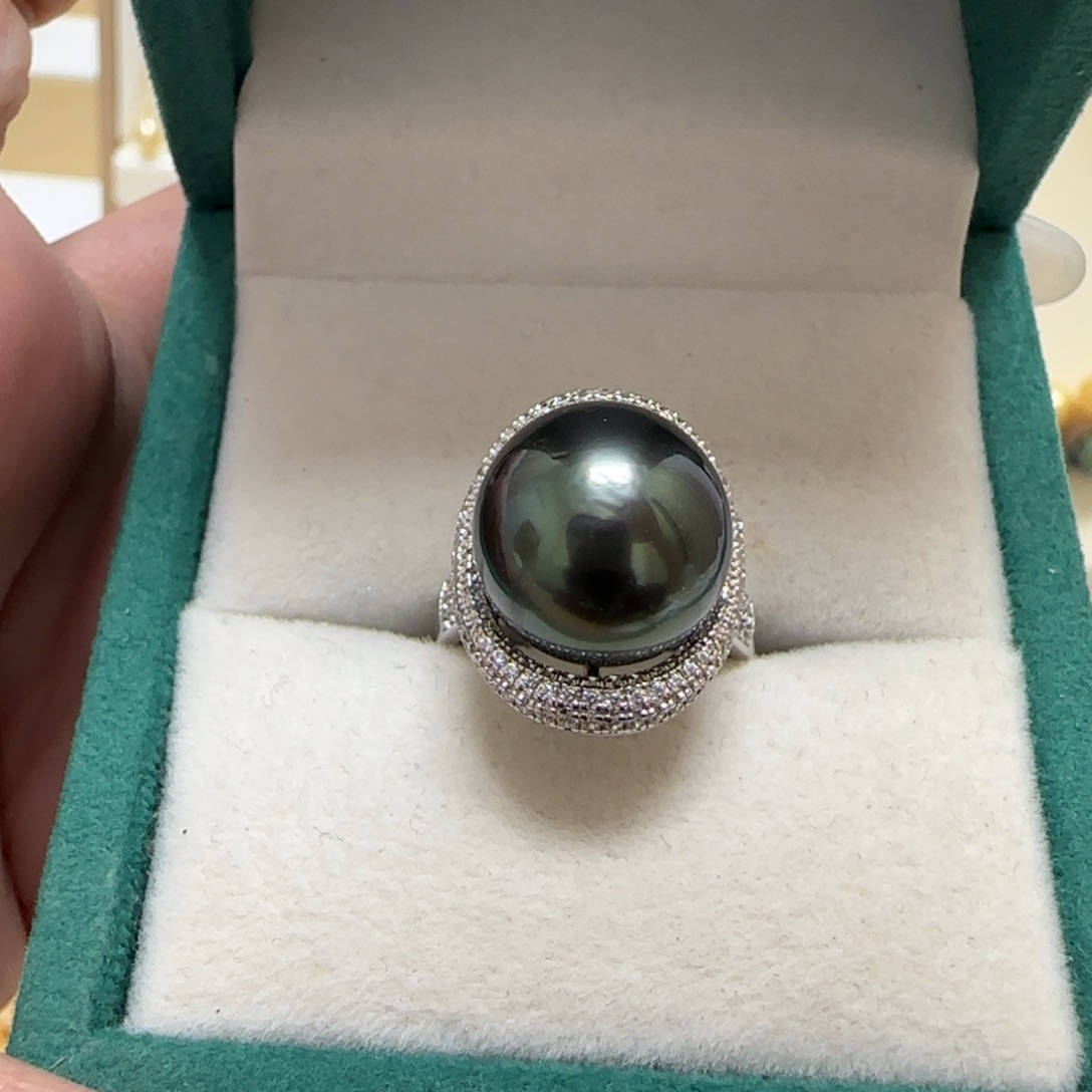 银S925镶嵌海水珍珠戒指