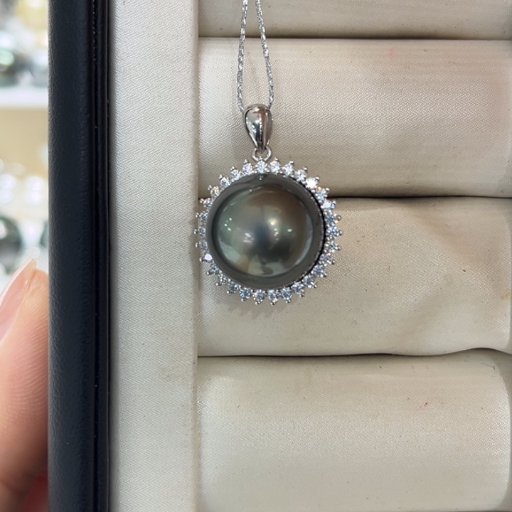 银S925镶嵌吊坠(不含链)海水珍珠14mm89号