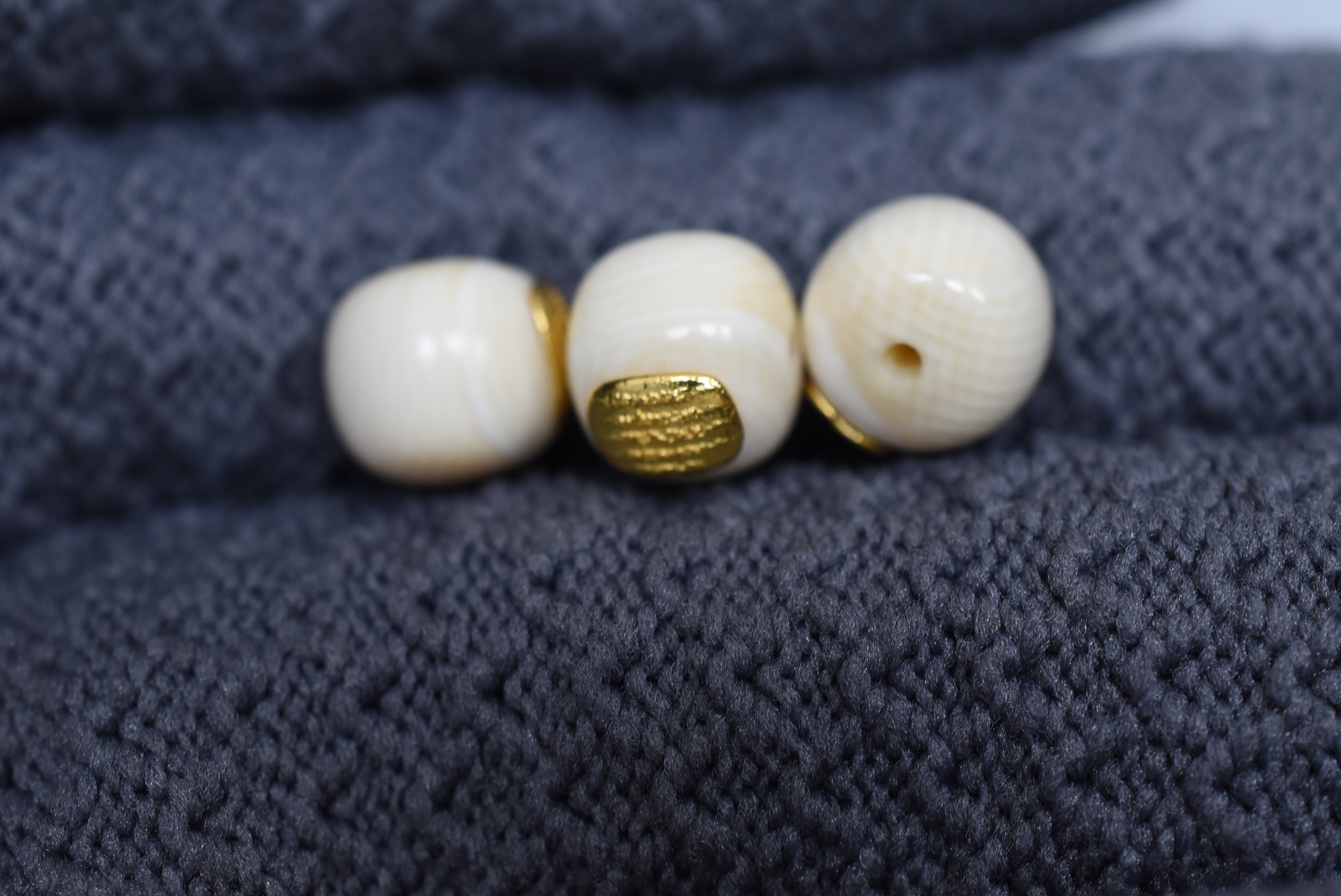 天然保真原色猛犸牙老型珠五条经腰珠隔珠顶珠单珠配饰编码A0476