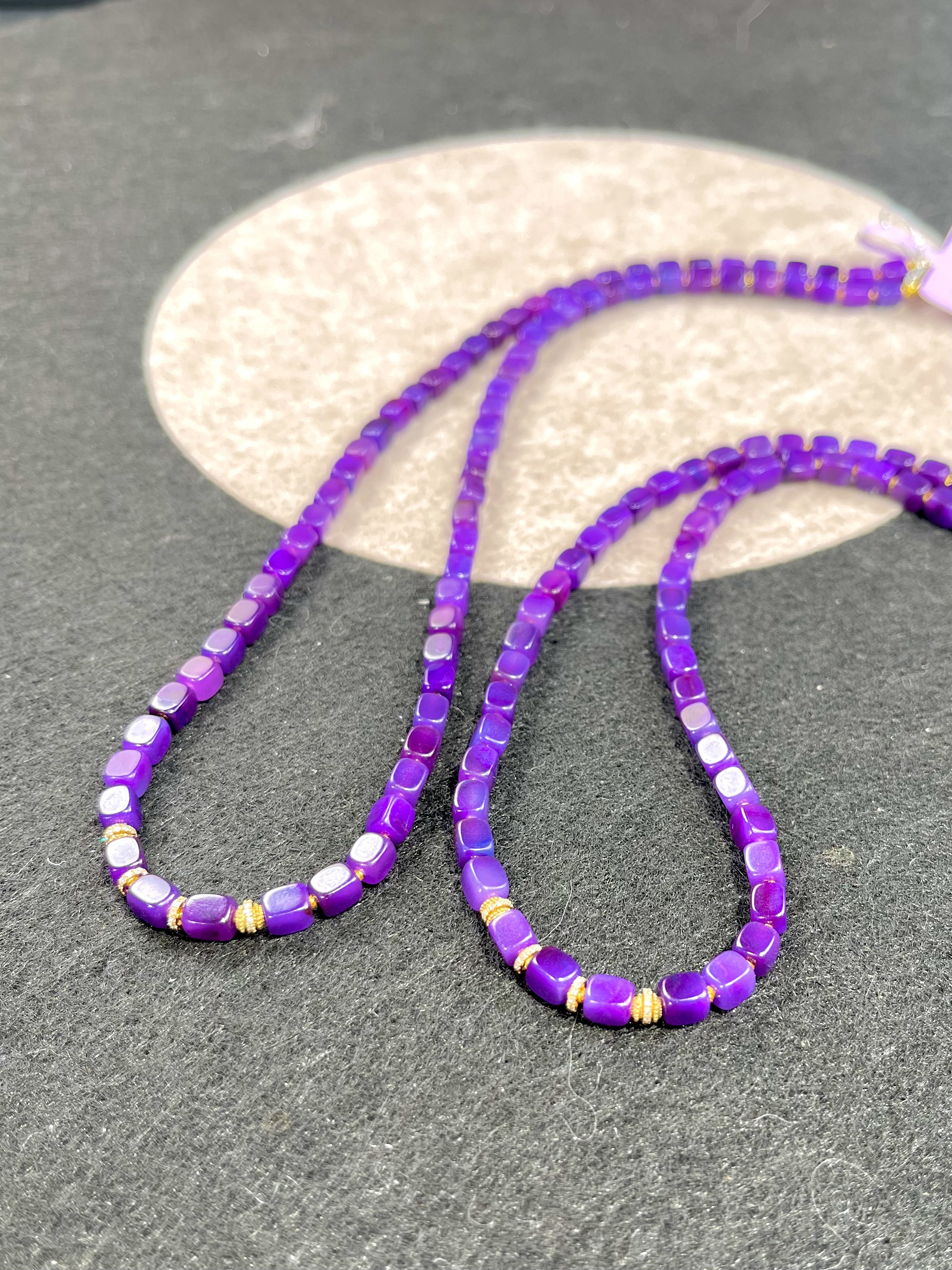 晴文丨18K金镶舒俱来紫魔方项链/多样性发其一/K01454