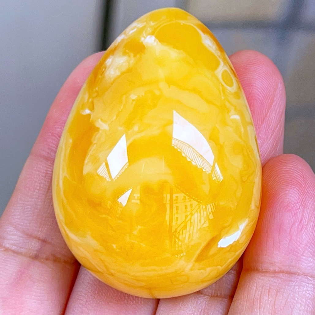 焦皮料橘白妖花水滴吊坠