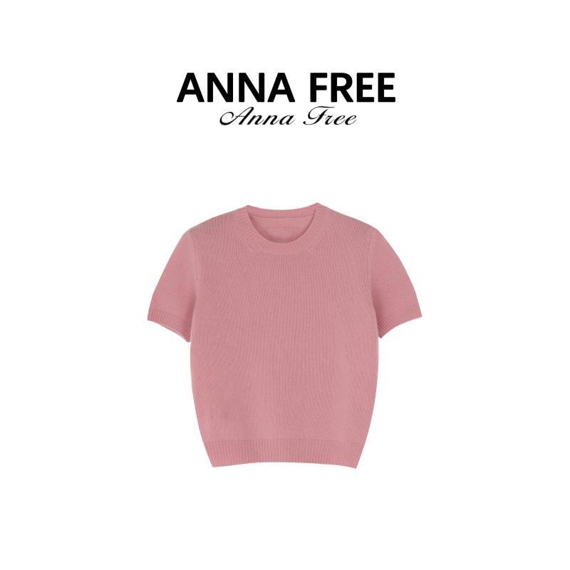 ANNA FREE 圆领正肩短袖秋季女高级感修身收腰针织衫Z8642