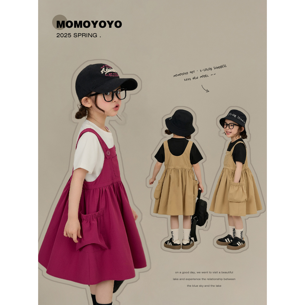 【小女孩】四面弹防水大摆量工装背心裙汉服7649X