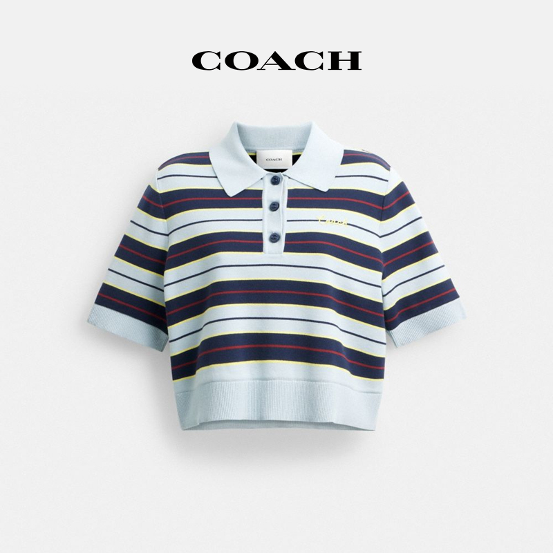 COACH/蔻驰 短款条纹POLO衫