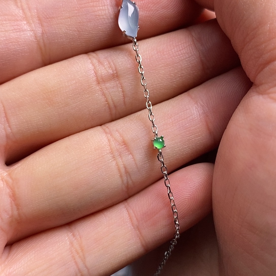 翡翠银S925镶嵌手链随型手链