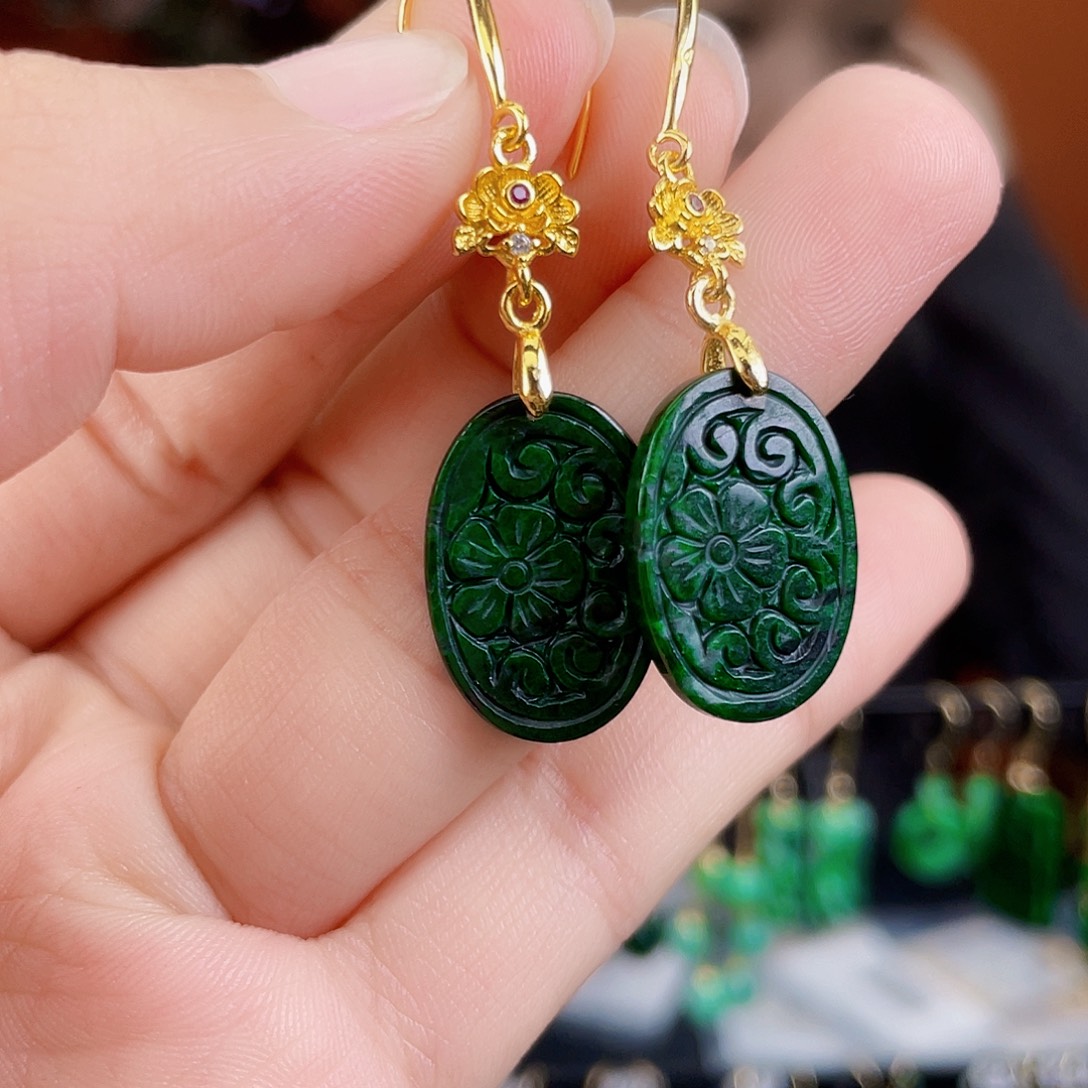 翡翠未镶嵌耳饰饰品