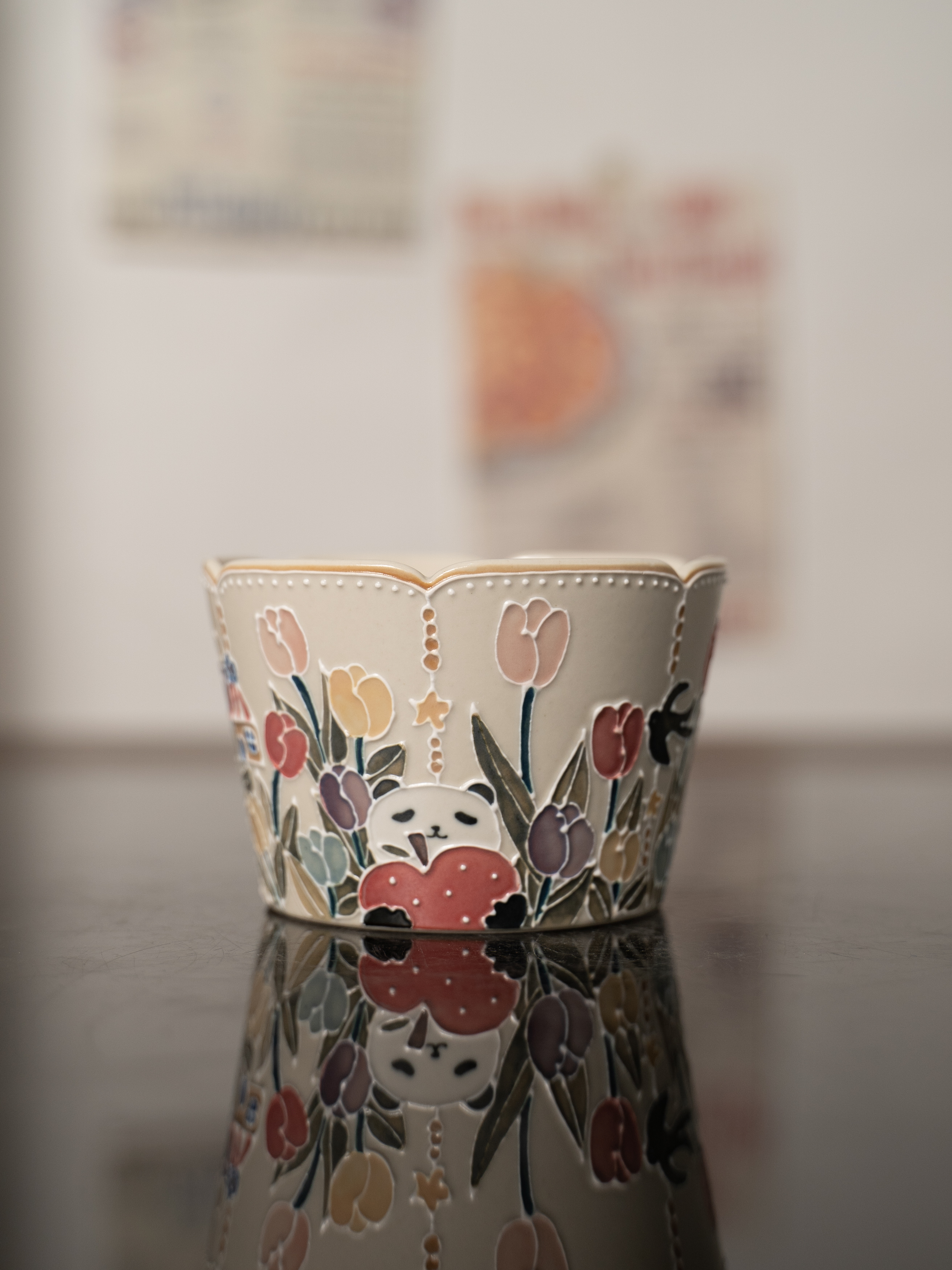 上禾下皿 | 郁金香熊猫花口猪口杯