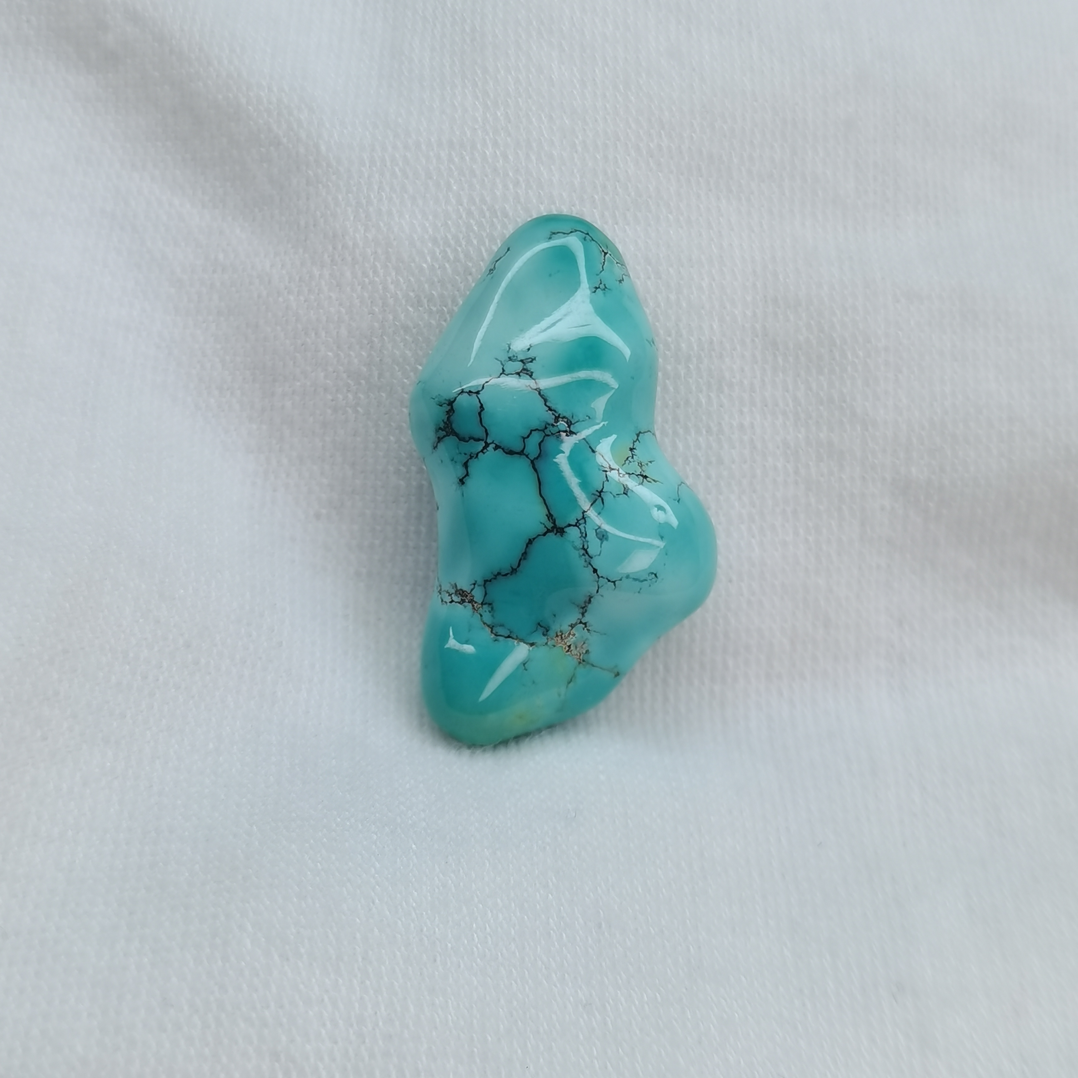 原矿高瓷果冻蓝绿色水草纹随型滴流 长25.9宽14厚8.5 重4g