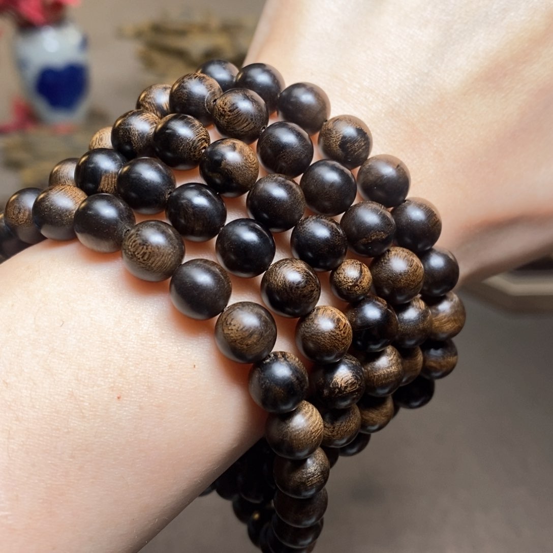 沉香手串越南芽庄白棋楠瘤疤0.8×108