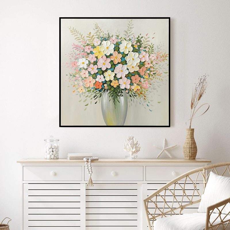 繁花似锦油画装饰画现代轻奢简约客厅沙发背景餐厅挂画玄关画