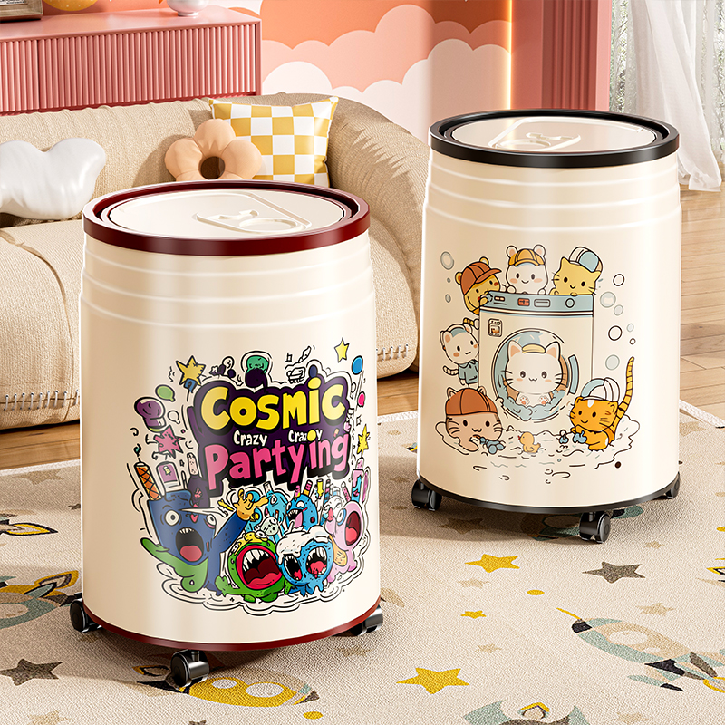 星优汽水罐垃圾桶防摔可移动多巴胺垃圾桶可爱桶装收纳桶纸篓