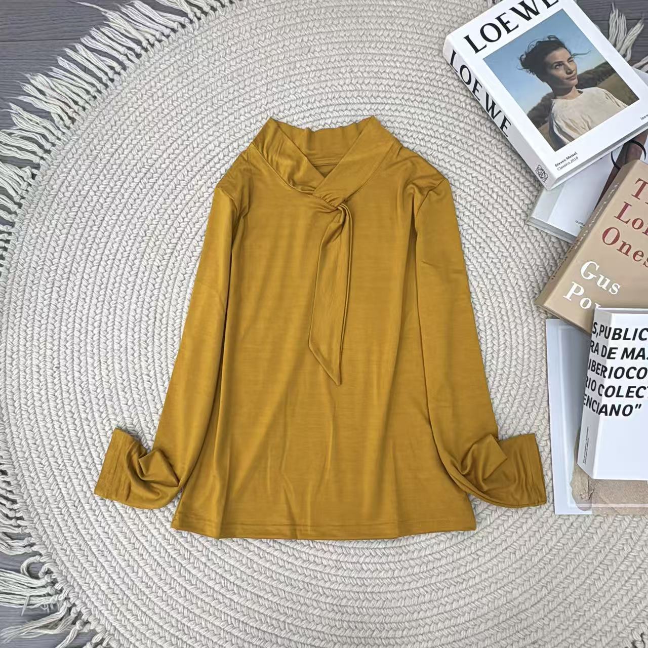 女士飘带雪花绒时装打底衫 L5706#