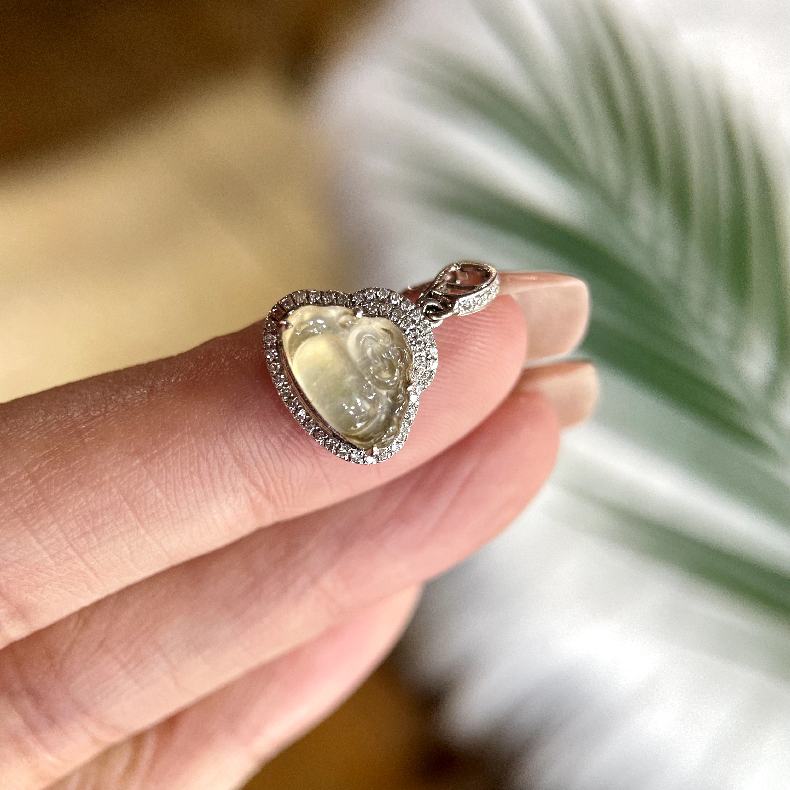 天然a货翡翠18k金镶嵌高冰佛公滴流小吊坠