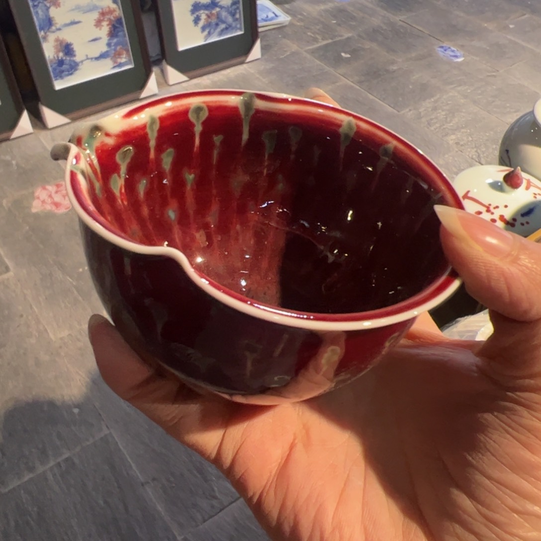 杯原矿青花釉里红瓷器