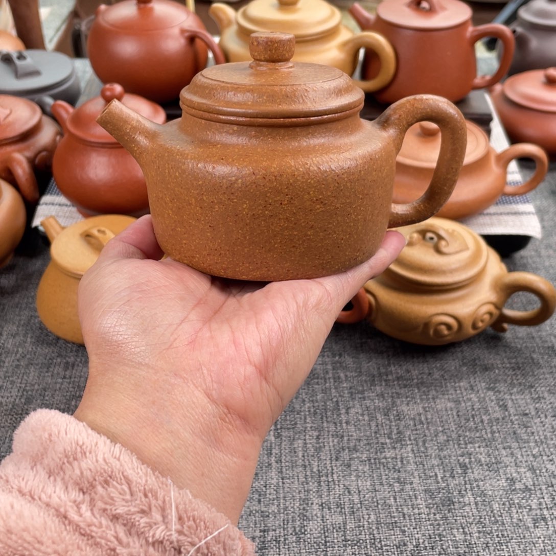 紫砂茶壶黄降坡德钟半手16目220