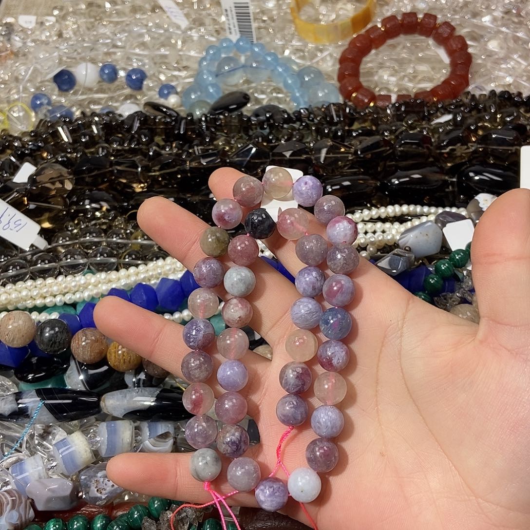 玛瑙/玉髓散珠粉碧玺卡10