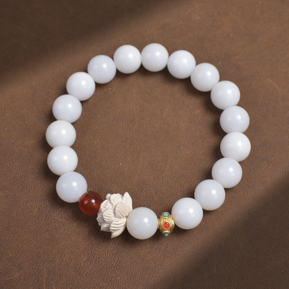 非金属木质手链 A07菩提手串莲花甜美百搭念佛珠女士盘玩单圈手链