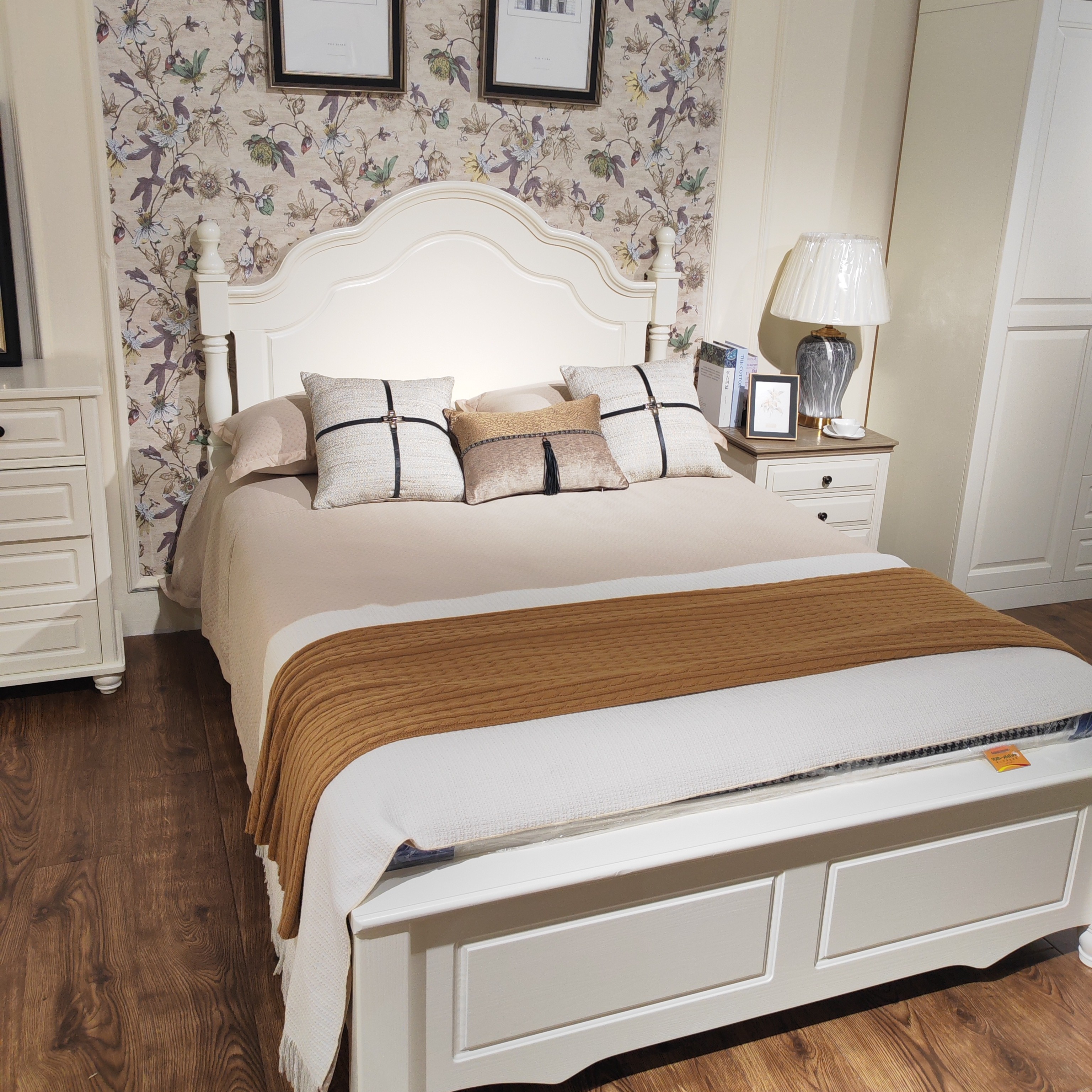 美式双人床实木床简约公主床法式复古高箱大床法式实木主卧床家用