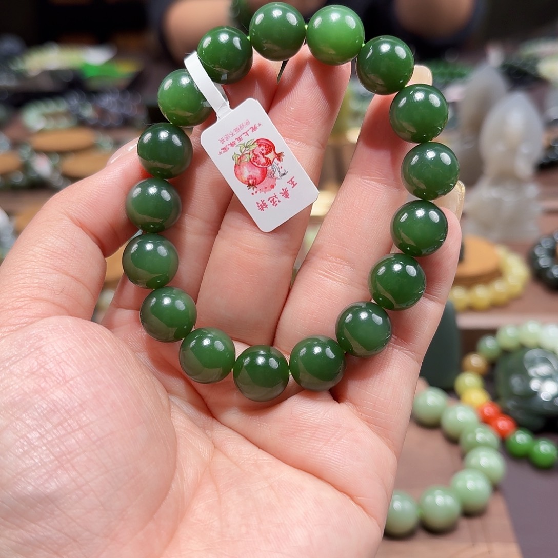 和田玉（碧玉）未镶嵌手链12 细俄 