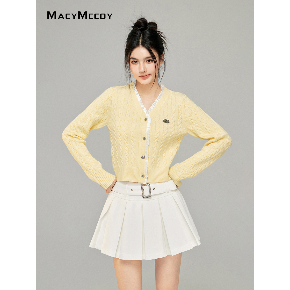 【毛毛专属】MacyMccoy花边拼接针织上衣女春季糯亲肤上衣含绵羊毛