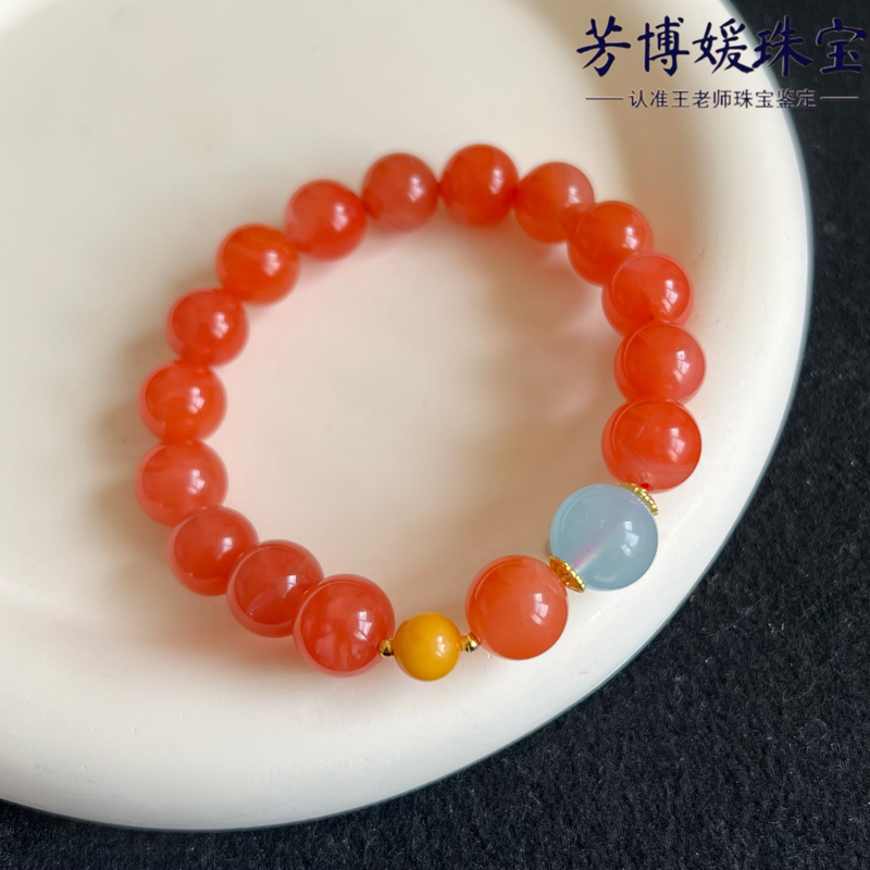 N049天然高品质南红卡10mm精美单圈手串时尚百搭 多样性发其一