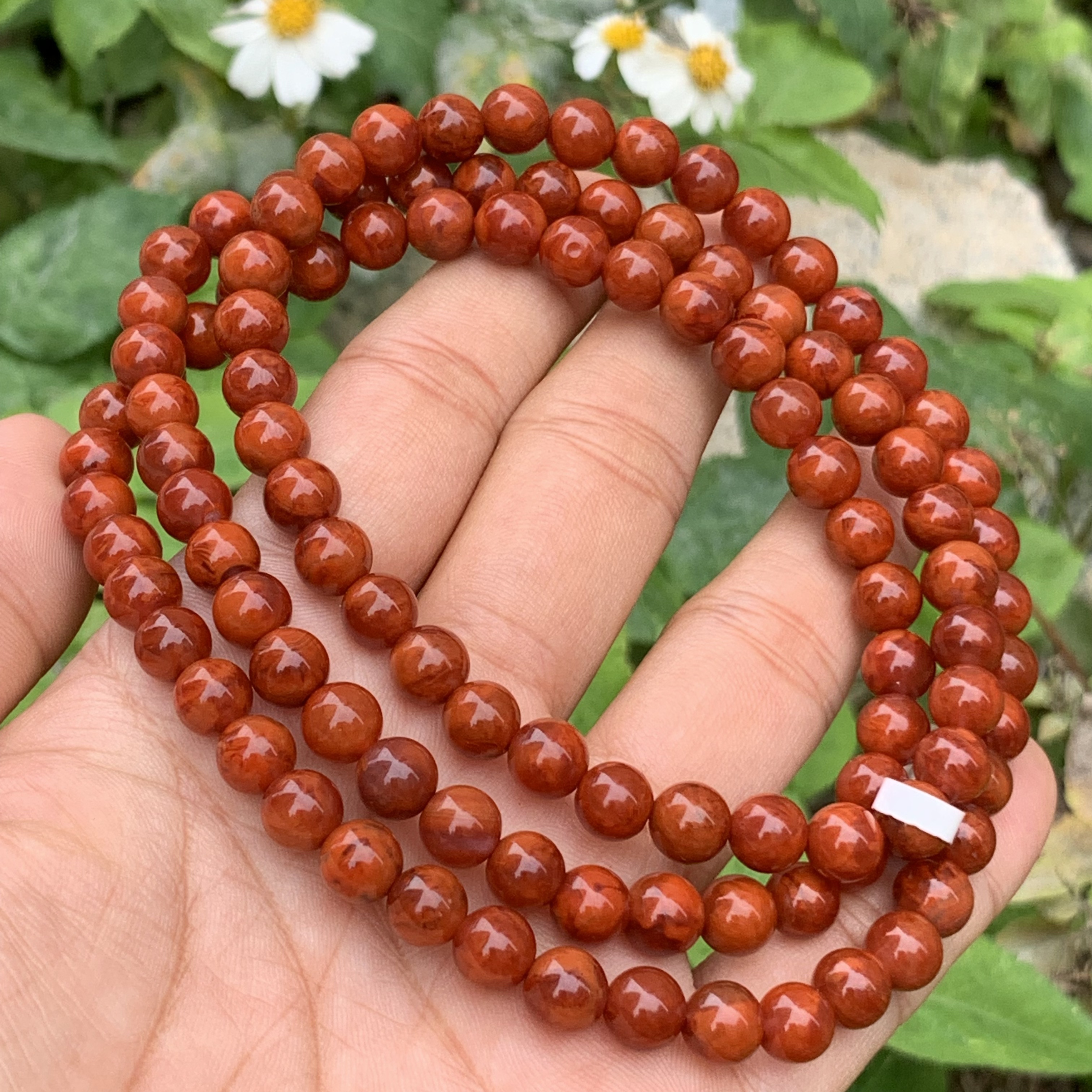 (传承全品级)南红瓦西牛血红火焰妖花佛珠 虎皮纹 肉质满 多圈7mm